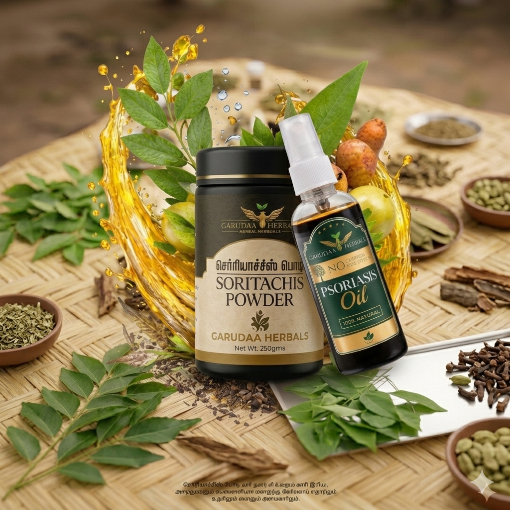 Garuda Herbal Psoriasis Oil-Advanced Psoriasis Clearing Oil With Powder