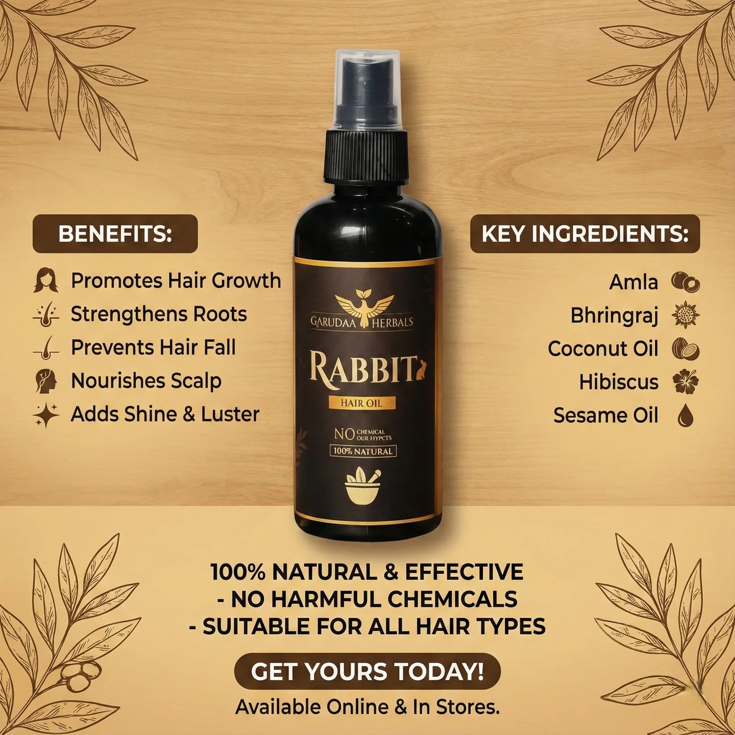 Rabbit Herbal Hair Oil – 100% Stronger, Healthier Growth