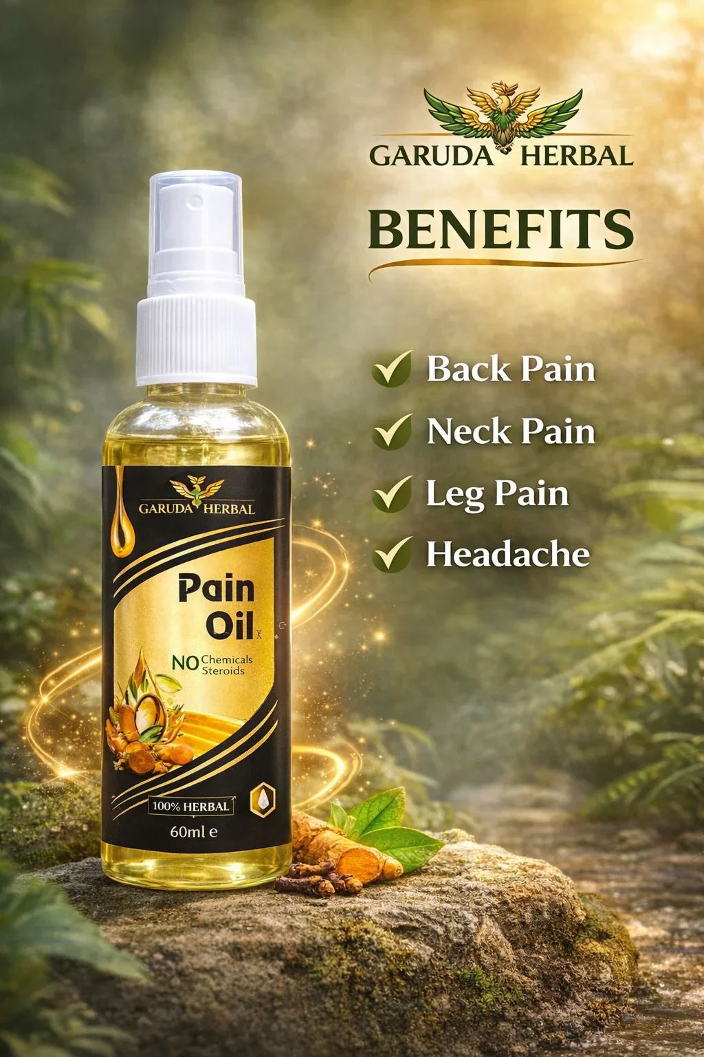 Garuda Herbal Pain Relief & Killer Oil-Joint,Knee & Back Pain Relief 100%